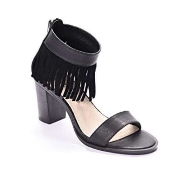 ASNY Women's Vivian High Heel Sandals Open Toe Shoes Black Fringe Ankle Strap 10 - Picture 12 of 12